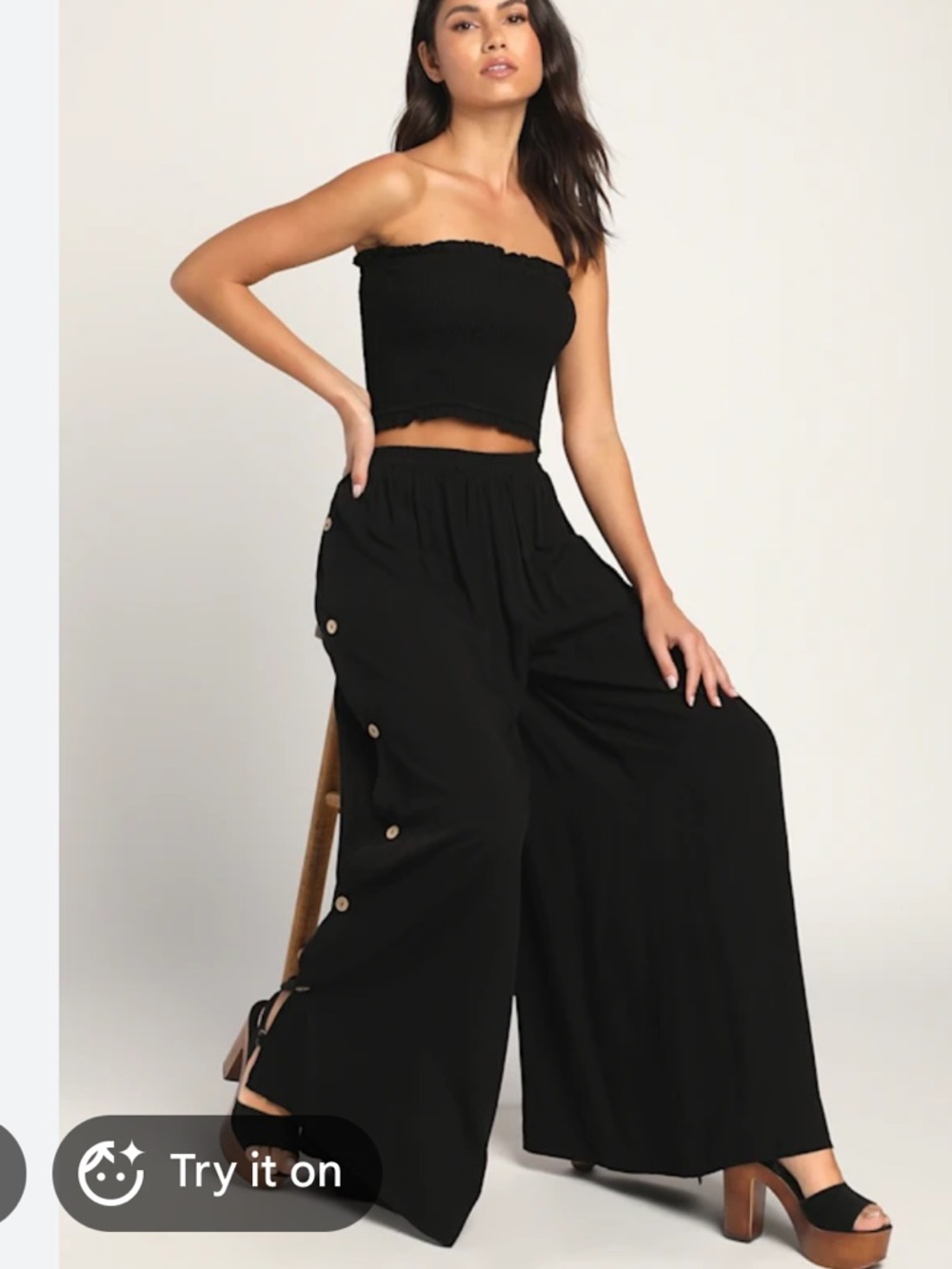 NWT Salty Lemon Black Palazzo Pants with Side Leg Opening
